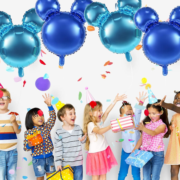 4 stk. Musehoved Folieballoner, 24'' Muse Mylar Ballon til Fødselsdagsfest Dekorationer Jumbo Musehoved Aluminium Folieballoner Festartikler