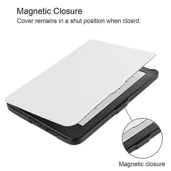 PU Läder Smart Magnetisk Flip Ereader Fodral Kompatibelt För Kobo Clara HD White