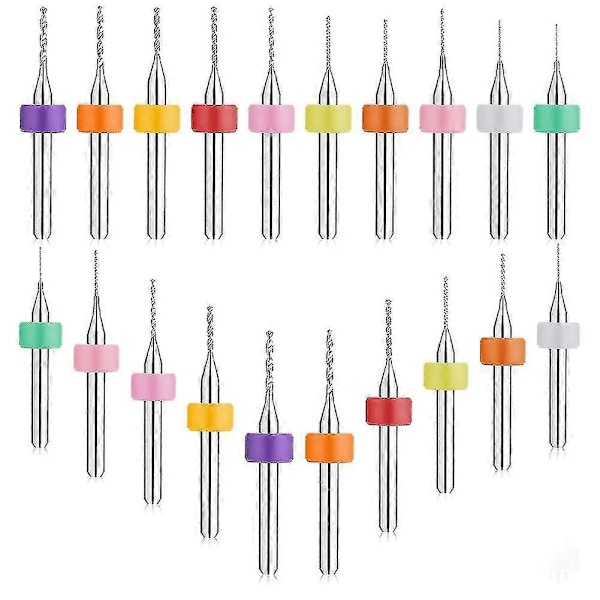 20 st Borr Set 0.3-1.2mm Borr Tungsten Stål Pcb Tryckt Kretskort Spår Cnc kompatibel Grov Sten Smycken-DT