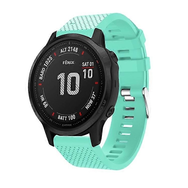 Stilfuld silikone sportsurrem udskiftning med sølvspænde, kompatibel med Garmin Fenix 7S/6S/6S Pro/5S/5S Plus/Instinc Indigo