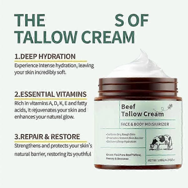 Talgkrem for hud, med honning, gressforet, ren og bivoks 120g