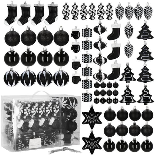 Julekugler - SPRINGOS® - 77 stk - Ubrydelige - Elegant dekoration - Sort
