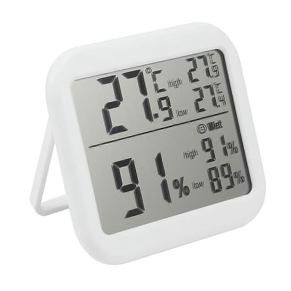 Digital Hygrometer Inomhus Termometer Rumstemperatur Luftfuktighet Klocka Hem