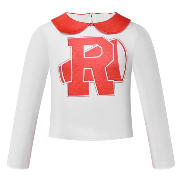 2023 New Cosdaddy Grease Rydell High Kids Cheerleader Cosplay-klänning Sportkläder för tjejer Kjol Halloween Carnival Cosplay-kostym L