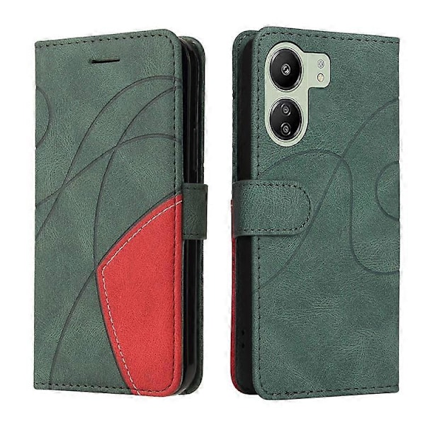 KT Leather Series-1 Yhteensopiva Xiaomi Redmi 13C / Poco C65 4G -puhelimen kanssa, nahkajäljitelmä, pudotussuoja Green