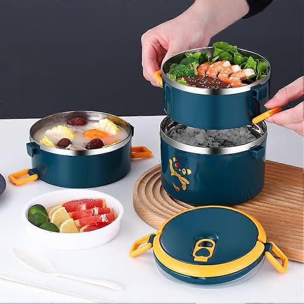 Stor Kapasitet Matboks i Rustfritt Stål Japansk Stil Termisk Bento Matbokser for Studenter Kontorarbeidere 4 Layers