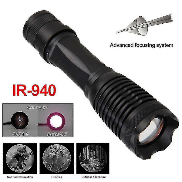 Ir 940nm Lommelygte, Infrarød Led Illuminator Zoombar Infrarød Lommelygte Med Konveks Linse Til Natjagt - Bruges Med Nattesynsudstyr