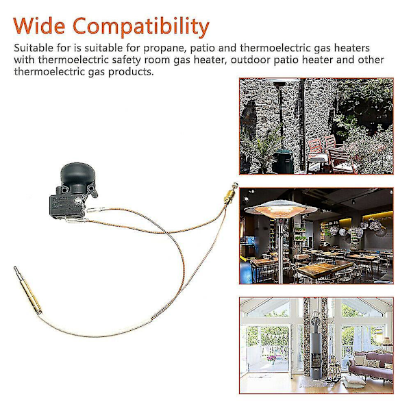 Termoelement og bryter for terrassevarmer, tippebryter for propanvarmer, terrassevarmer, utendørs gassvarmer