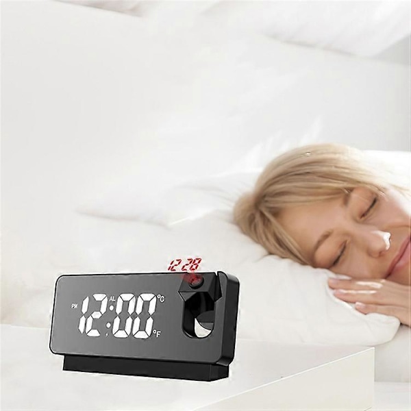 S282 Multifunktionell Kreativ LED-Skärm Väckarklocka Elektronisk Digital Tid Temperatur Kalender Projektionsväckarklocka (Standard Black
