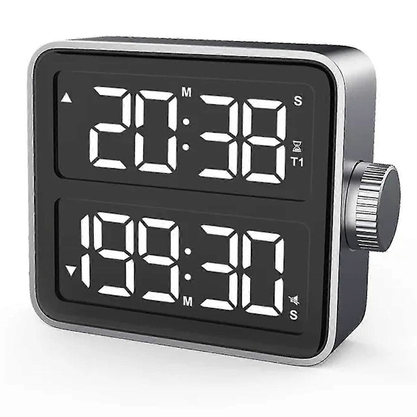 LED Digital Timer Dobbelte Kanaler Nedtællingsur Stopur Køkken Madlavningstimer Elektronisk Magnetisk Tæller - God kvalitet