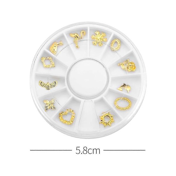 1 Ask Nagelkonst Dekoration Naglar Strass Manikyr DIY Tillbehör Verktyg (01Guld)