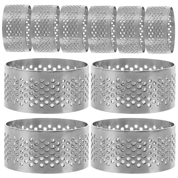 Runde Mousse Kageringe Rustfrit Stål Perforerede Crumpet Ringe Til Bagning Sikkert Materiale Let At Rengøre 10 Stk