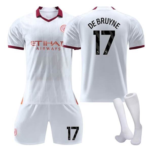 23-24 Manchester City Away Jersey Manchester City jalkapallopuku aikuisten lasten urheiluasut NO.17 DEBRUYNE 18