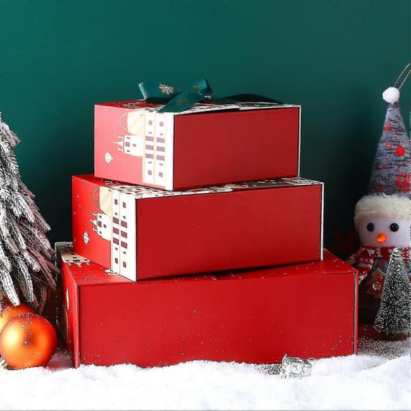 Julklappsask med rosetter, dekor, dubbeldörrsdesign, presentförpackning för festlig dekoration, mycket bra