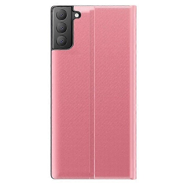 Kompatibel med Samsung Galaxy S21 FE View Window Telefon Cover Anti-fald Læder Beskyttelses Skal med Støttefod Pink