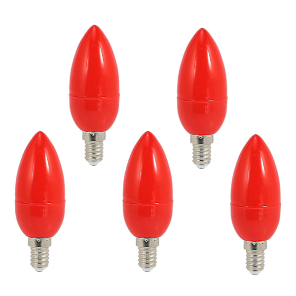5x LED Lyslys Lyspærer Røde Lykke Lampe Gud Lys Energibesparende Lyslys, e14