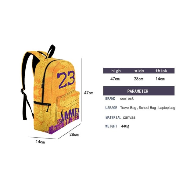 Studentryggsäck med print i basket med stor kapacitet