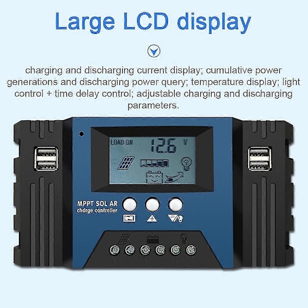 100A MPPT Solar Opladningsregulator 12/24V Auto Fokus Solpanel Regulator Batteri Intelligent Regulering