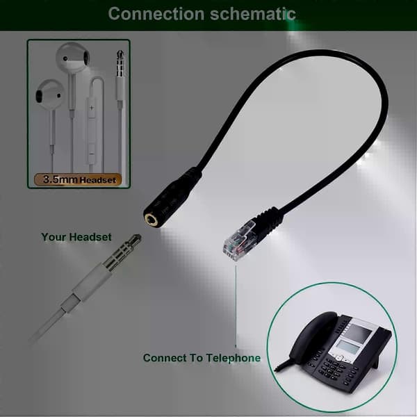 35 mm stik til RJ9 til iPhone headset til Cisco kontortelefon adapterkabel