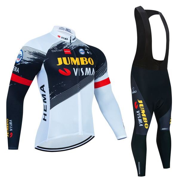 2023 JUMBO Långärmad Cykeltröja Set haklapp Byxor Ropa Ciclismo Cykelkläder MTB Cykeltröja Höstuniform Herrkläder Lavender 4XL