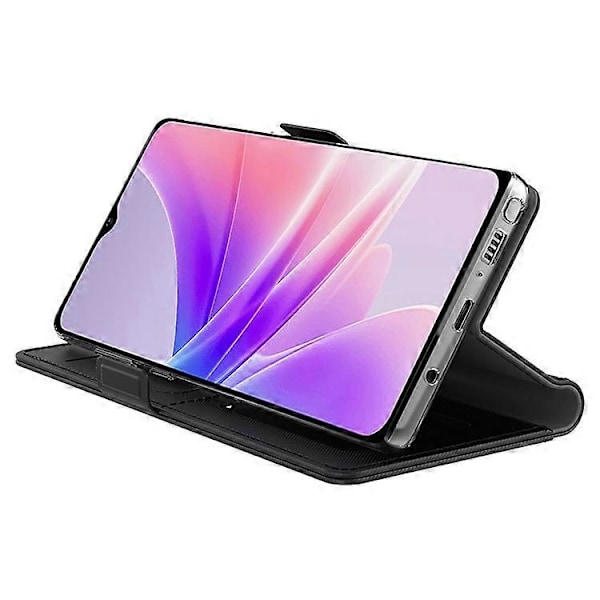 PU Läder Mobiltelefonfodral Kompatibelt För Oppo A78 5G, Inbyggd Spegel Kort Hållare Telefonställ Skydd Skal Blue
