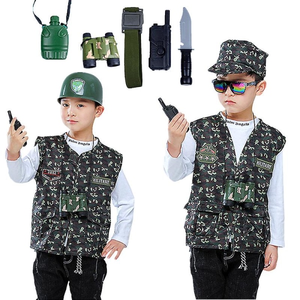 Polisdräkt för barn Klä upp set med handbojor Badge Leksaker Lämpliga för 3-8 år gamla pojkar och flickor Presenter 6