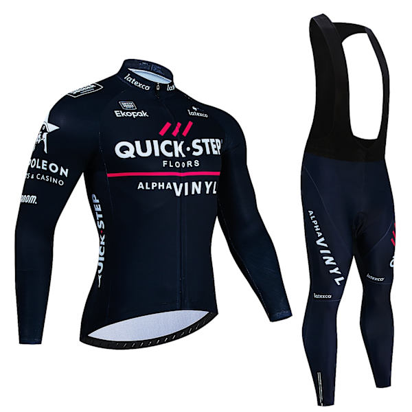 Quick·Step Winter Thermal Fleece Cykeltröja Set Maillot Ropa Ciclismo Keep Warm MTB Bike Wear Cykelkläder Set Inner Fleece Version Asian Size -4XL