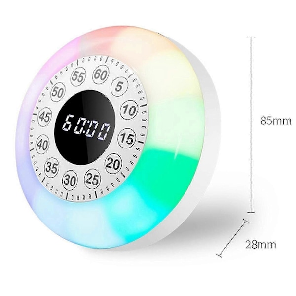 Genopladelig Visuel Timer med RGB Lys, 60 Minutters Nedtællingstimer til Hjemmeklasselokale Kontor Køkken