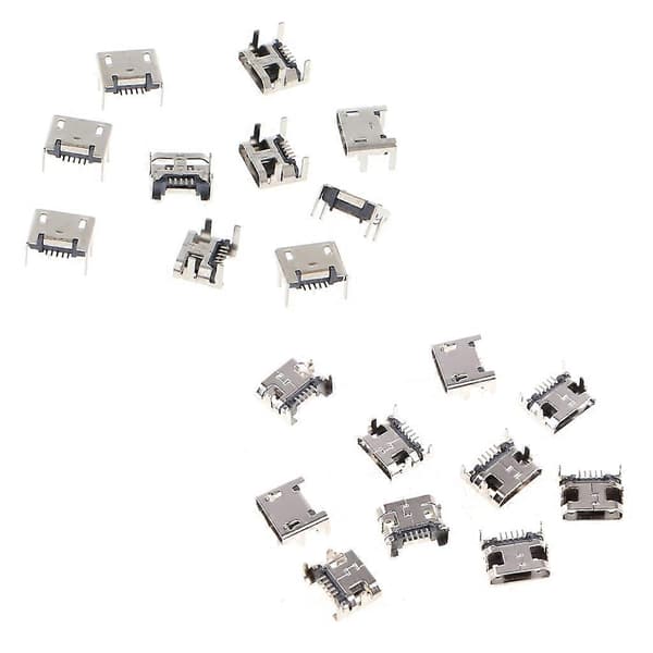 10 stk. Micro USB Type B 5-benet hun-stik SMD 4 ben 90 grader