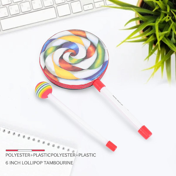 Lasten Perkussi Lollipop-Rummu, 6 tuumaa