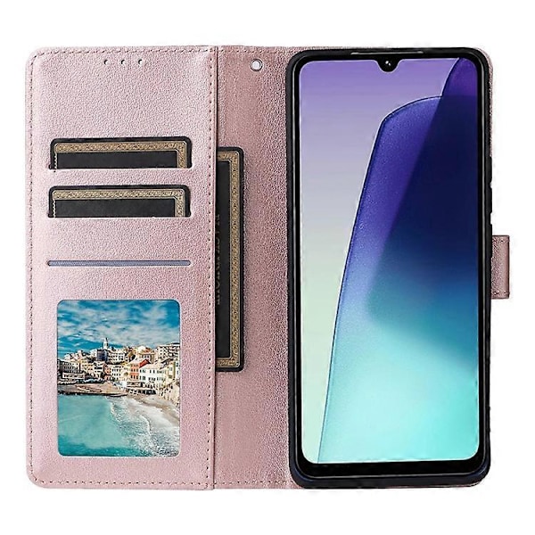 Kompatibel for Xiaomi Redmi 14C 4G Lommebok Etui Stativ PU Lær Telefondeksel PinkGold