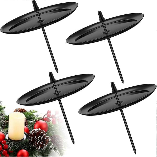 Pieces Jule Adventskrans Lysestake Metall Svart Krans