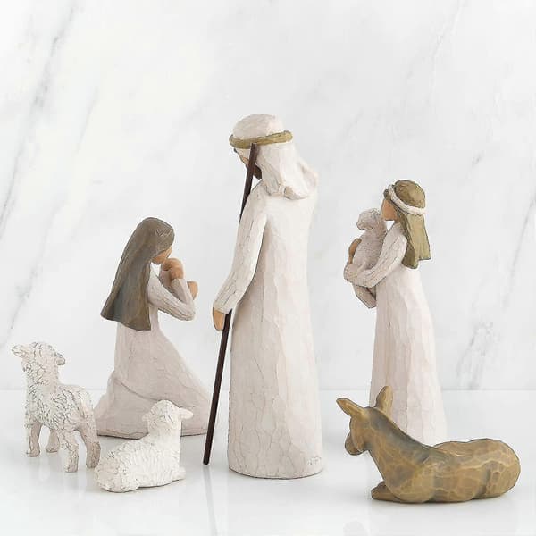Julkrubba, skulpterade handmålade julkrubbsfigurer, 6-delat set