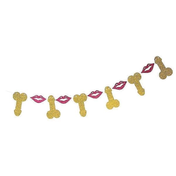 2 Stycken Glitter Willy Läppar Vimpel Banner Bröllopsdusch Hängande Dekor
