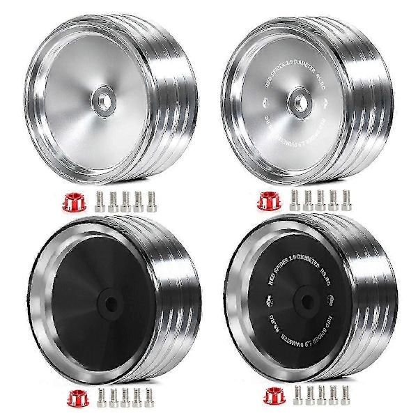 4 st/set 1,9 tums retro spegelhjulnav i metall för SCX10 -4 RC bilmodifieringstillbehör Universal Silver B