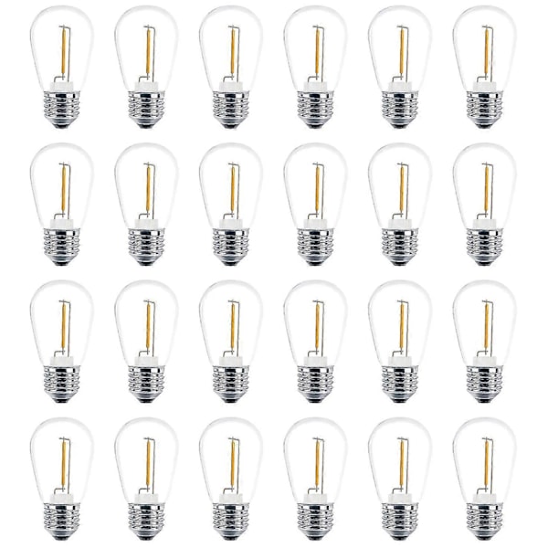 24 kappaleen pakkaus 3v Led S14 -vaihtolamppuja, rikkoutumattomat ulkoaurinkokennovalosarjan lamput, lämmin valkoinen (tangle)