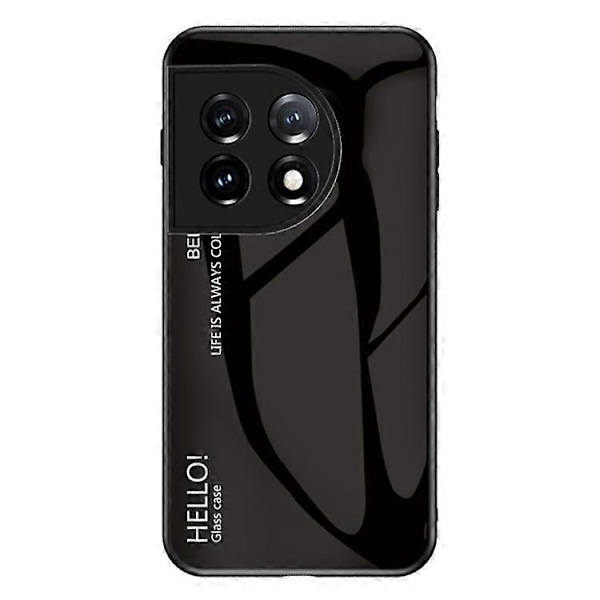 Kompatibel med OnePlus 11 5G Gradient Farge Telefondeksel Anti-Ripe Herdet Glass + PC Bakside TPU Ramme Hybriddeksel Black