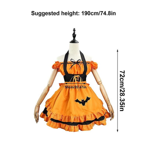 Brodeerattu Pumpkin Maid -asu Anime Cosplay Brodeerattu puku Ranskalainen piika- set Halloween-mekkoasu Black 3XL