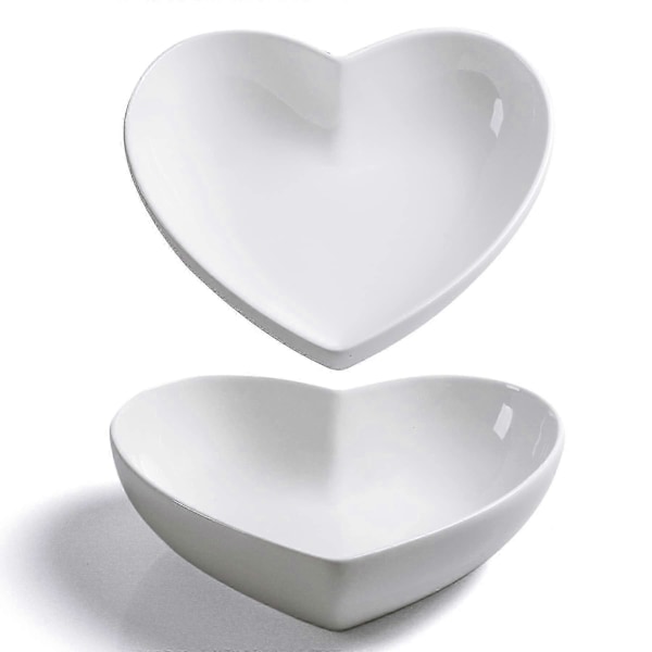 Store Hjerteformede Skåle 2 stk. Porcelæn Hvid Hjerteformet Fad Til Desserter/salat/frugt/pasta Eller Romantisk Middag, 23 cm