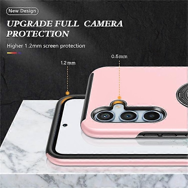 Kompatibel med Samsung Galaxy S23 FE Cover Ring Støtteben Telefon Bagside Cover PinkGold