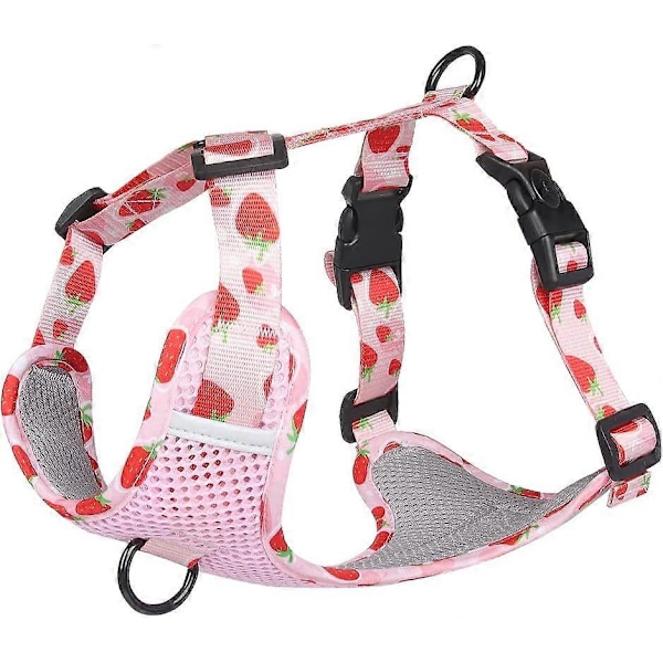 Hundsele Andningsbar för Sommar, Justerbar D-Ring Reflexsele Vävband Promenadsele för Små Mellanstora Stora Hundar (Rosa, S)