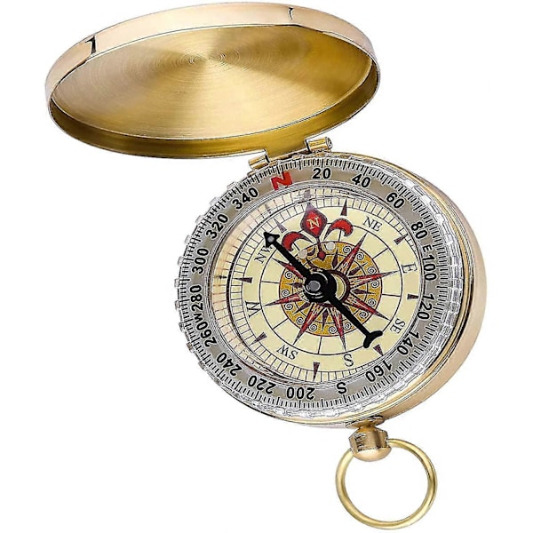 Compass Bærbar Metallkompass, Vanntett Messingkompass, Fluorescerende Overlevelseskompass, Retro Bærbar