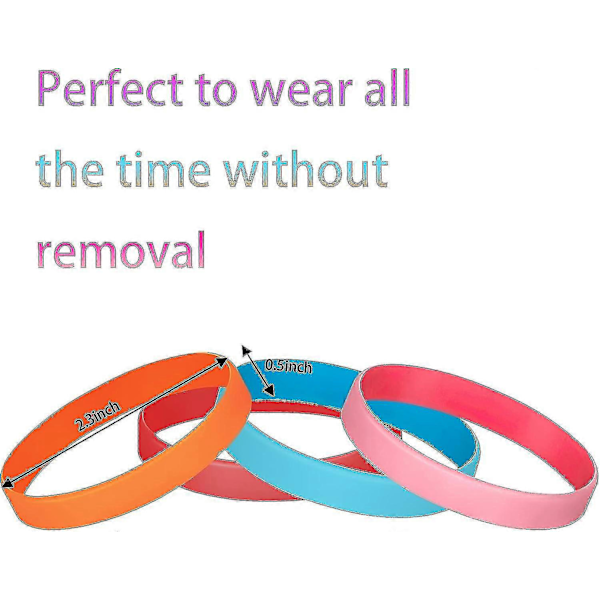 100 Stycken Tomma Silikonarmband Enfärgade Gummiband Stretch Silikonarmband