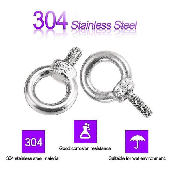 10-pack M4*10 Öglebultar 304 Rostfritt Stål Ring Marinebultar Och Diverse Ingenjörslyftutrustning GQ[