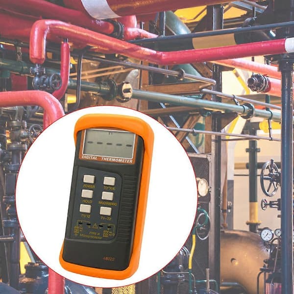 Temperaturmätare Dubbelkanal K-typ 6802II Digital Termoelement LCD-display