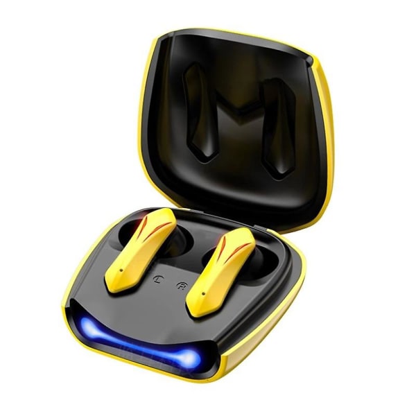 Langattomat pelikuulokkeet, bluetooth 5.2 Earbud In-ear pelikuulokkeet Automaattinen pariliitos Kosketuskäyttöiset Cool Light -kuulokkeet mikrofonilla PC Mobile Ga:lle Yellow