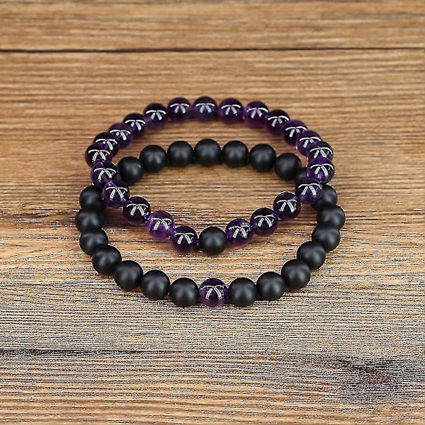 Langdistance Onyx Ædelsten Matchende Par Armbånd