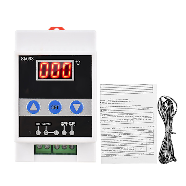 110-240V DIN-skena Termostat Envägs Temperaturkontroller LED Digital Temperaturkontrollbrytare Konstant Temperatur Kylning & Uppvärmning