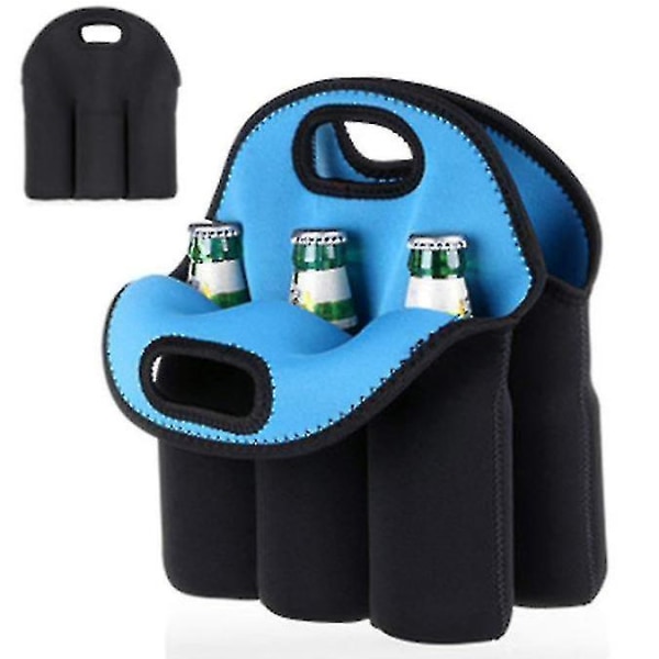 Bierflaschenabdeckung Outdoor Tragbare Weinflasche Tasche Kangaskassi Six Pack Party Weintasche blue