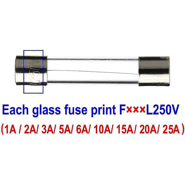 126 stk. glassikringer, 6 x 30 mm glassikringer, hurtige bilsikringer, hurtigsikringer (amp 1a 2a 3a 5a 6a 10a 15a 20a 25a)
